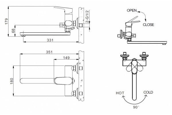 Смеситель Bravat Pure F6105161C-01A универсальный однорычажный, хром