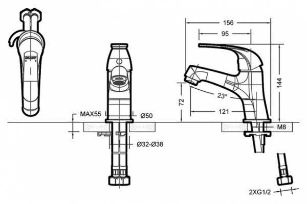 Смеситель Bravat Fit F1135188CP-RUS для раковины однорычажный, хром