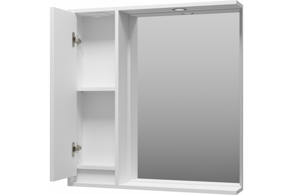 Зеркало Brevita Balaton 80 L, белое, с полками, с доводчиками