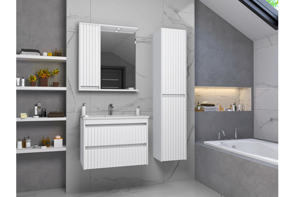 Зеркало Brevita Balaton 75 L, белое, с полками, с доводчиками