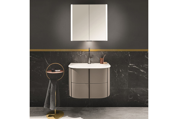 BURGBAD LAVO 2.0 Комплект мебели 720х495х492 мм. 2 ящика раковина Velvet с сифоном с 1 отверстием для смесителя ручки черные цвет Basaltgrau Matt SFZP072G0227F5045C0037*1