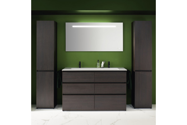 BURGBAD LIN20 Комплект мебели 1420х495х902 мм. напольный 6 ящиков с 2 отверстиями для смесителей раковина белая цвет Mocca oak decor SGIX142F5362C0001*1