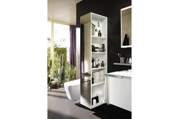 BURGBAD Yso Шкаф высокий зеркальный  1760х430х320 мм. 3 двери 1 полка 4 крючка. петли слева цвет белый матовый HSHA058 L K0374