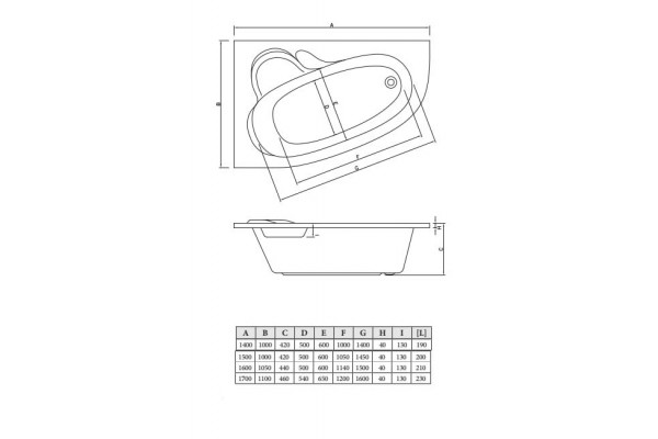 Акриловая ванна C-Bath Atlant CBA00101R 140x100 правая асимметричная, с антискользящим покрытием