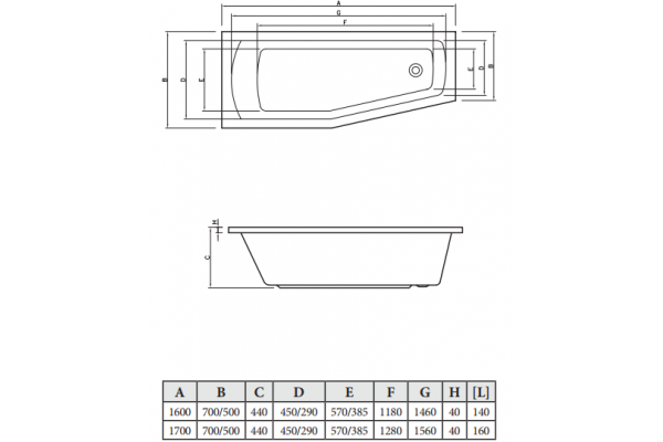 Акриловая ванна C-Bath Nika CBA00401R 160x70 правая асимметричная, с антискользящим покрытием