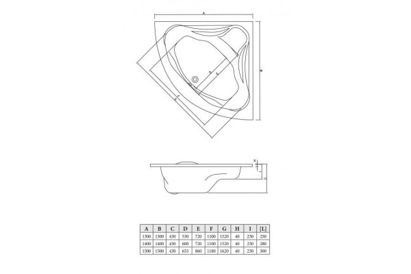 Акриловая ванна C-Bath Aurora CBS001003 140x140 четверть круга, с антискользящим покрытием