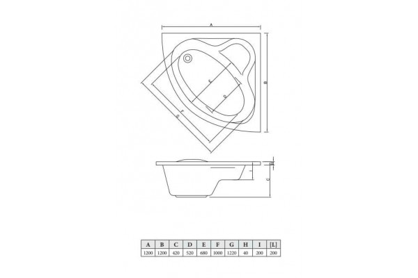 Акриловая ванна C-Bath Aurora CBS001002 120x120 четверть круга, с антискользящим покрытием