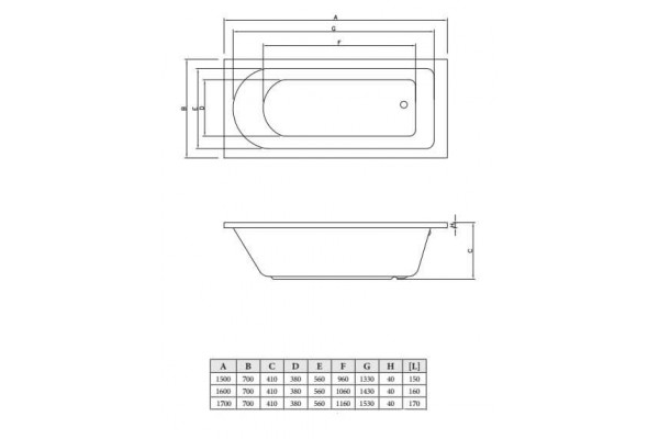 Акриловая ванна C-Bath Rea CBQ002001 150x70 прямоугольная, с антискользящим покрытием