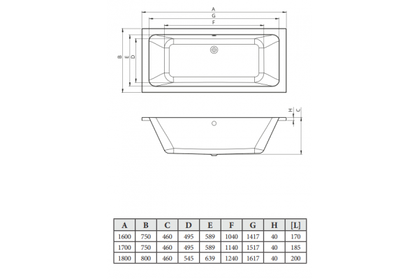 Акриловая ванна C-Bath Fortuna CBQ017002 180x80 прямоугольная, пристенная