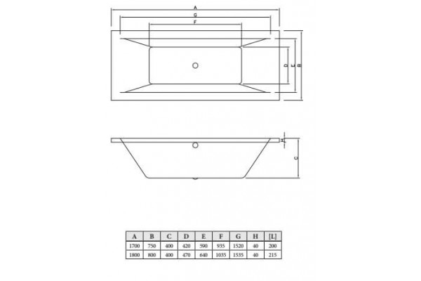 Акриловая ванна C-Bath Poseidon CBQ008002 180x80 прямоугольная, с антискользящим покрытием