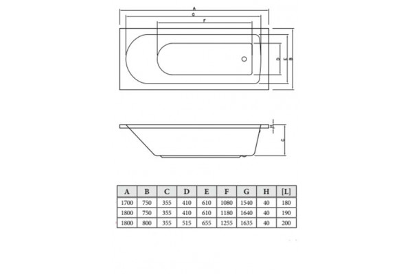 Акриловая ванна C-Bath Geba CBQ009001 170x75 прямоугольная, с антискользящим покрытием