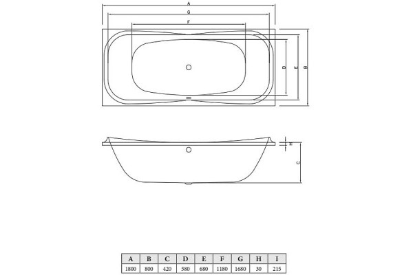 Акриловая ванна C-Bath Kronos CBQ013001 180x80 прямоугольная, с антискользящим покрытием