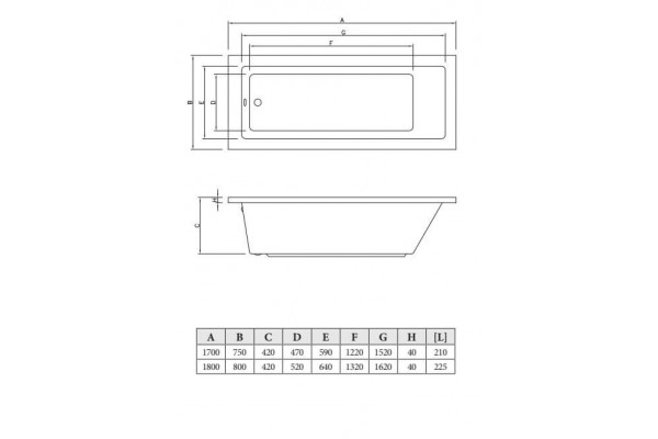 Акриловая ванна C-Bath Semela CBQ014001 170x75 прямоугольная, с антискользящим покрытием