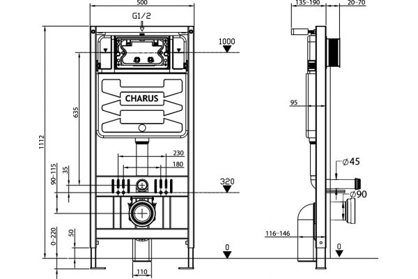 Система инсталляции для унитазов CHARUS CC.300.80.01 50x26x116.2 см,  в современном стиле