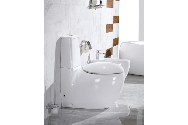 Унитаз компакт CeramaLux 2451 с бачком и сиденьем Микролифт, белый, овальный, 39x72 см