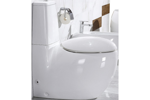 Унитаз CeramaLux 1005 приставной с сиденьем Микролифт, белый, овальный, 39x57 см
