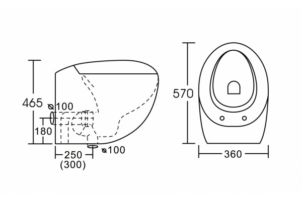 Унитаз CeramaLux 1005 приставной с сиденьем Микролифт, белый, овальный, 39x57 см