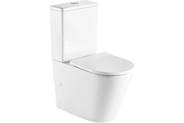 Унитаз компакт CeramaLux 2179 с бачком и сиденьем Микролифт, белый, овальный, 38x60 см