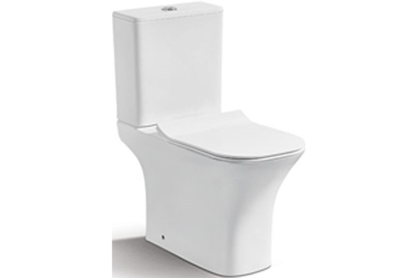 Унитаз компакт CeramaLux 1215-P с бачком и сиденьем Микролифт, белый, антивсплеск, 34x65 см