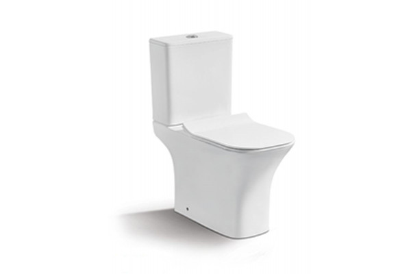Унитаз компакт CeramaLux 1215-P с бачком и сиденьем Микролифт, белый, антивсплеск, 34x65 см