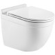 Унитаз CeramaLux 2198 подвесной Белый с сиденьем Микролифт, белый, овальный, 36x52 см