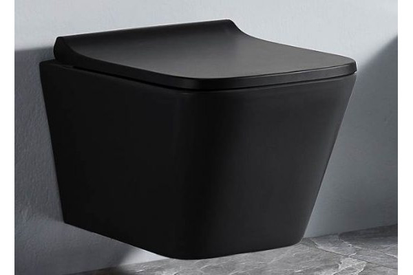 Унитаз CeramaLux 5171MB подвесной Черный матовый с сиденьем Микролифт, черный, антивсплеск, 34x49 см