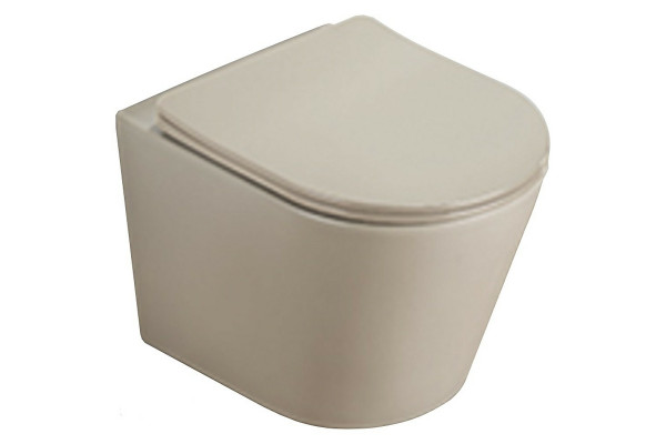 Унитаз CeramaLux B2330-4MC подвесной с сиденьем Микролифт, бежевый, овальный, 36x48 см