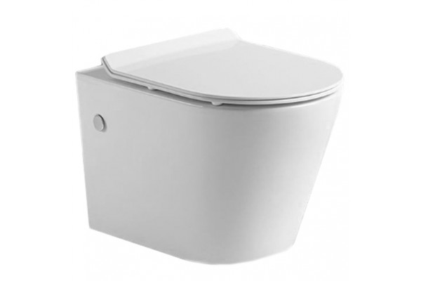 Унитаз CeramaLux B2330 подвесной с сиденьем Микролифт, белый, овальный, 36x48 см