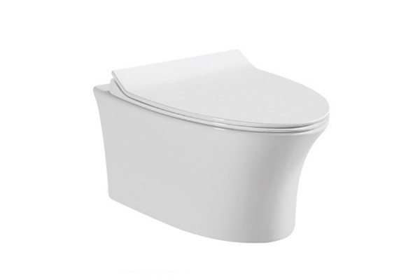 Унитаз CeramaLux CL-2100 подвесной с сиденьем Микролифт, белый, овальный, 54x34 см