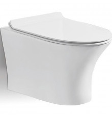 Унитаз CeramaLux 2617Е подвесной с сиденьем Микролифт, белый, овальный, 34x49 см