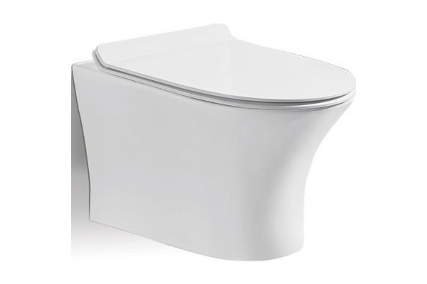 Унитаз CeramaLux 2617Е подвесной с сиденьем Микролифт, белый, овальный, 34x49 см