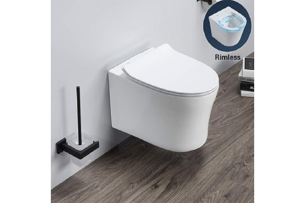 Унитаз CeramaLux B2347 подвесной с сиденьем Микролифт, белый, овальный, 35x52 см