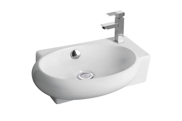 Раковина CeramaLux 43 9100L Белая овальная, цвет белый