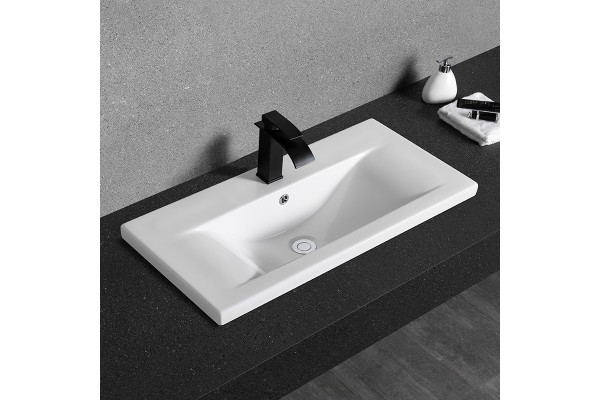 Раковина CeramaLux 80 9393-80 Белая прямоугольная, цвет белый