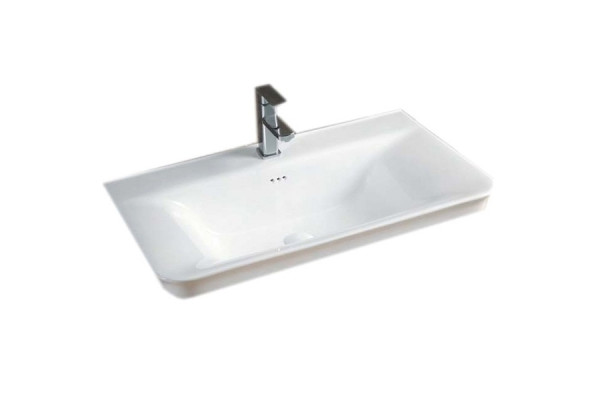 Раковина CeramaLux 80 NYJ851-80 Белая прямоугольная, цвет белый, на столешницу