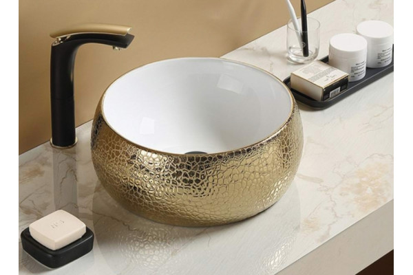 Раковина CeramaLux 40 С1063 Золотая в современном стиле