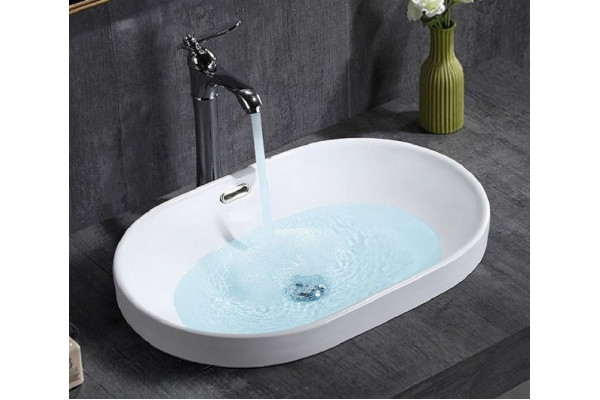 Раковина CeramaLux 61 5006С Белая овальная, цвет белый, на столешницу