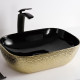 Раковина-чаша CeramaLux 46 D1333H022 Черная Золотая прямоугольная,  в современном стиле