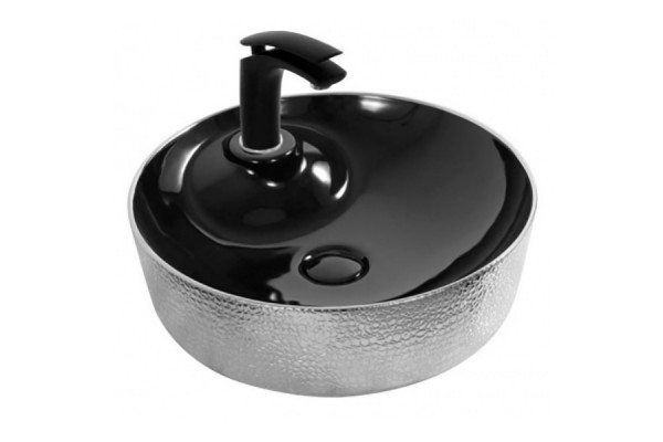 Раковина-чаша CeramaLux 45 D1306H020 Черный Серебряный круглая,  в современном стиле