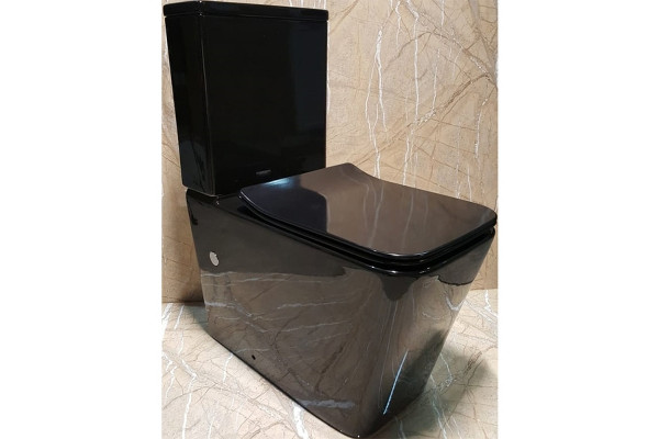 Унитаз компакт CeramaLux NS-2170-18 с бачком и сиденьем Микролифт, черный, прямоугольный, 36x64 см