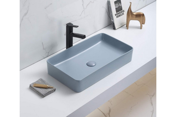 Раковина-чаша CeramaLux 60 78189MHL-4 Голубая прямоугольная, цвет голубой