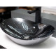 Раковина CeramaLux NC 7404BM 60.5 x 36 x 14 см накладная, округлая, черный мрамор в современном стиле