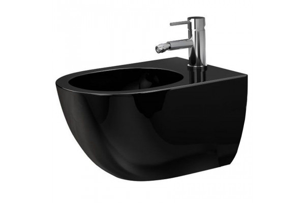 Биде CeramaLux подвесное2197 -18 черное глянцевое цвет черный, овальное, 37x49 см