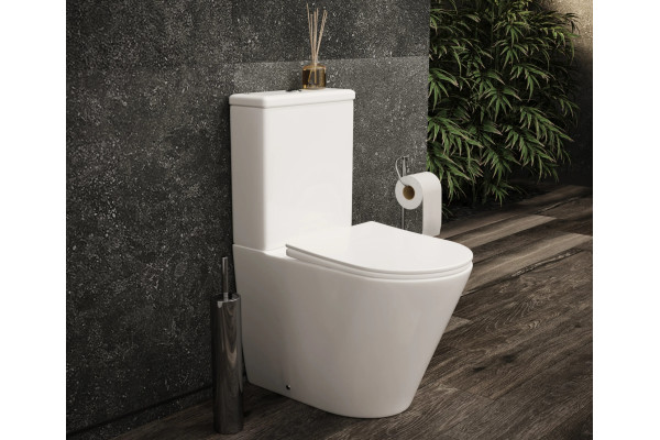 Унитаз напольный Ceramica Nova Highlight Rimless CN1802-B c сиденьем-крышкой белый, овальный, 36x61 см