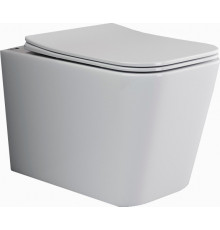 Унитаз подвесной Ceramica Nova Cubic CN1806 с микролифтом, безободковый, белый, прямоугольный, 35.5x53 см