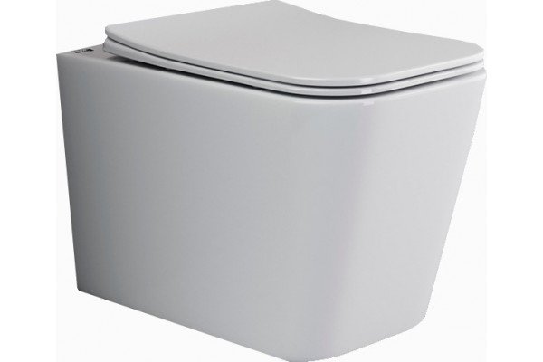 Унитаз подвесной Ceramica Nova Cubic CN1806 с микролифтом, безободковый, белый, прямоугольный, 35.5x53 см