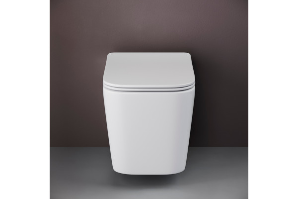 Унитаз подвесной Ceramica Nova Cubic CN1806 с микролифтом, безободковый, белый, прямоугольный, 35.5x53 см