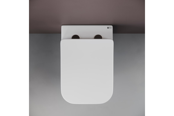 Унитаз подвесной Ceramica Nova Cubic CN1806 с микролифтом, безободковый, белый, прямоугольный, 35.5x53 см
