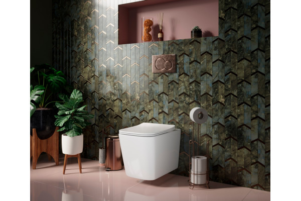 Унитаз подвесной Ceramica Nova Cubic CN1806 с микролифтом, безободковый, белый, прямоугольный, 35.5x53 см