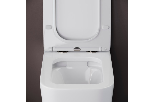 Унитаз подвесной Ceramica Nova Cubic CN1806 с микролифтом, безободковый, белый, прямоугольный, 35.5x53 см